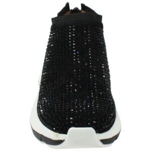 L'Amour Des Pieds Helana Black Stretch Suede Rhinestone Sneakers